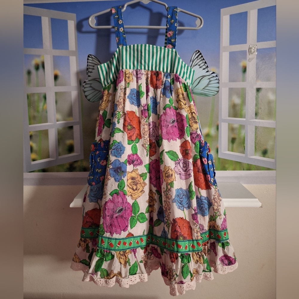 Matilda Jane Floral Eyelet Trim Brilliant Daydream Dress. Size 6. EUC.